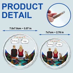 Christmas Memorial Sitting On Moon I Miss You - Personalized Circle Glass Ornament