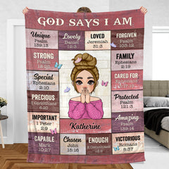 God Says I Am Pink - Personalized Blanket - Meaningful Gifts for Christmas