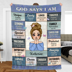 God Says I Am Pink - Personalized Blanket - Meaningful Gifts for Christmas