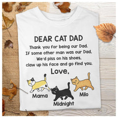 Dear Cat Dad Thank You For Being Our Dad  - Personalized Cat T-shirt