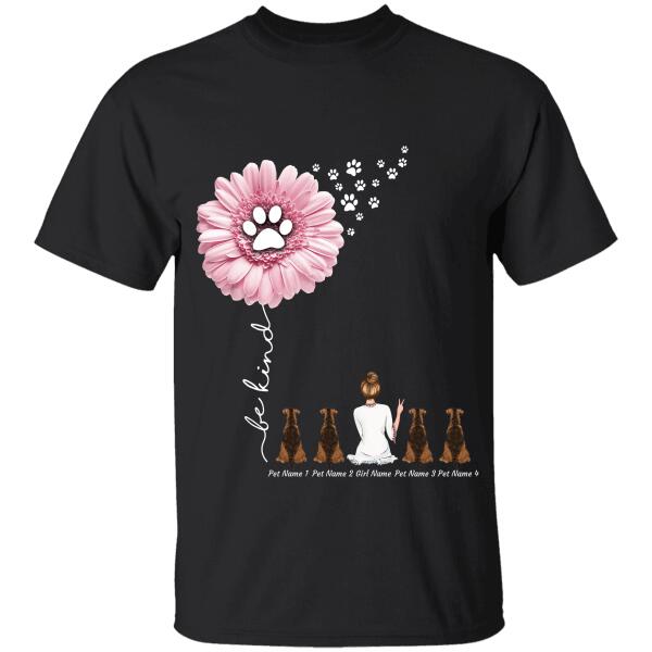 "Just Be Kind" girl and dog, cat personalized T-Shirt