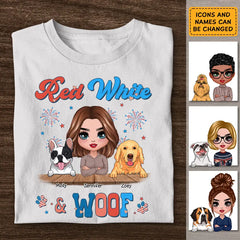 Red White & Woof- Personalized T-Shirt - 4th July TS - PT3845