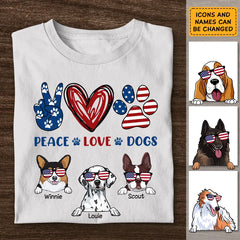 Peace Love Dogs - Personalized T-Shirt - 4th July TS - PT3846
