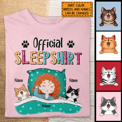 Official Sleep Shirt, Girl And Her Cats, Personalized Cat Breeds T-shirt, Gift For Cat Lovers