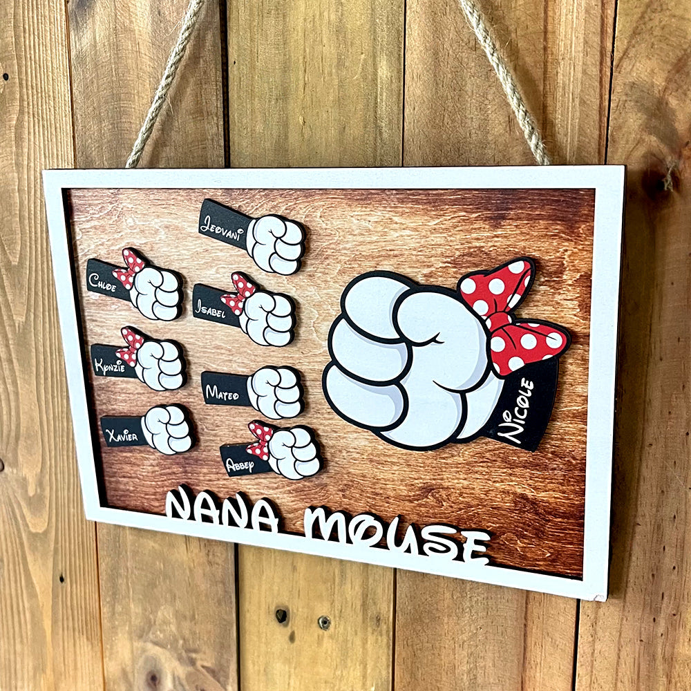 Mommy Mouse - Personalized Layered Wood Sign Stand - Gift For Mom, Dad
